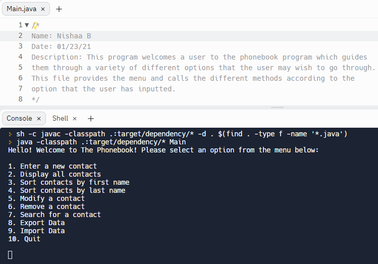 A coding page which is half white on the top and black on the bottom, including the description of the code and a demo of the code in action.